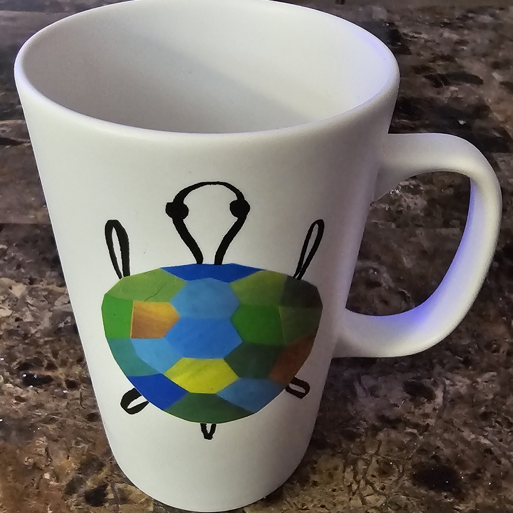 Starbucks White Mug with Colorful Turtle Design
